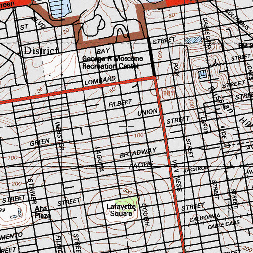 Topographic Map of Saint Marks Lutheran Church, CA