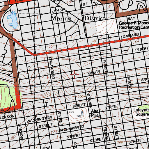 Topographic Map of Saint Mary the Virgin Episcopal Church, CA