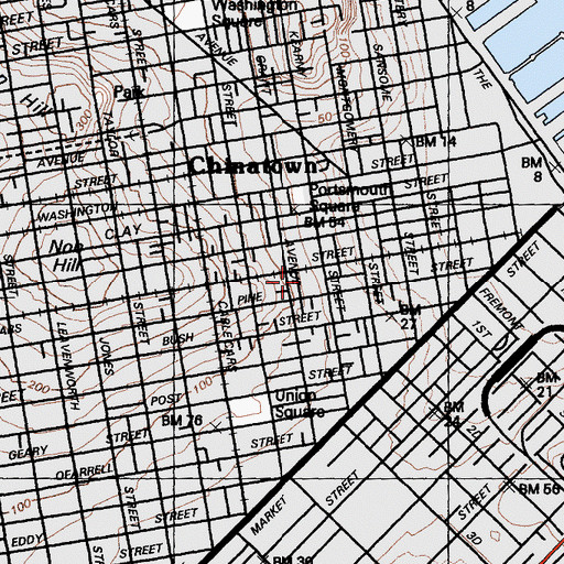 Topographic Map of Saint Marys Square, CA