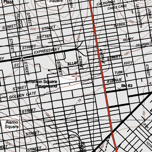 Topographic Map of Saint Pauls Lutheran Church, CA