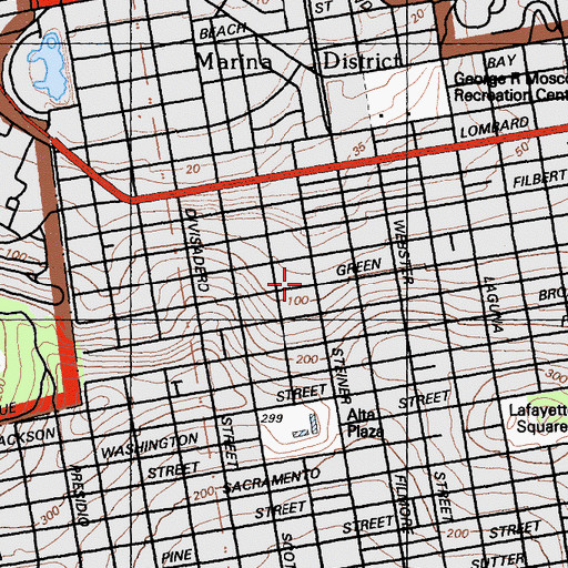 Topographic Map of Saint Vincent De Paul Roman Catholic Church, CA
