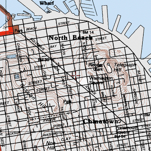 Topographic Map of Saint Peter and Paul Roman Catholic Church, CA