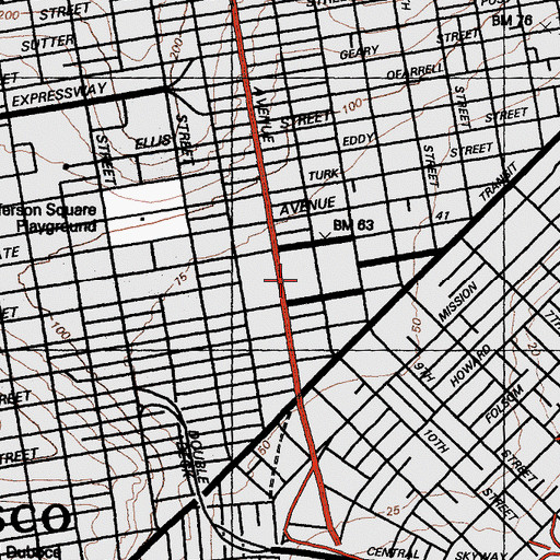 Topographic Map of San Francisco City Hall, CA