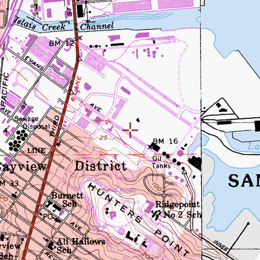 Topographic Map of San Francisco Post Office, CA