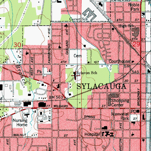 Topographic Map of Sylavon Elementary School, AL