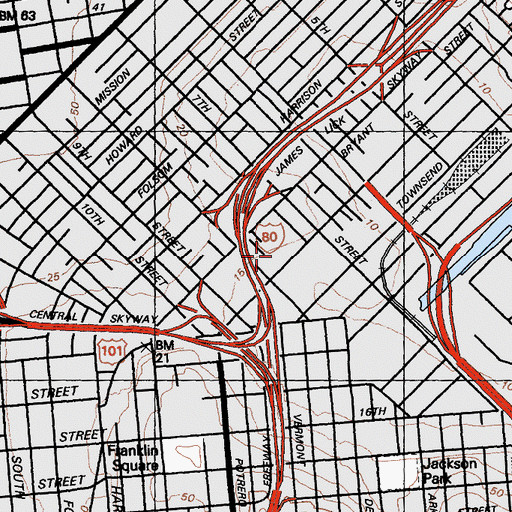 Topographic Map of Showplace Square, CA