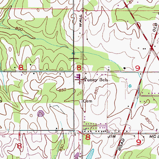 Topographic Map of Toney Junior High School, AL