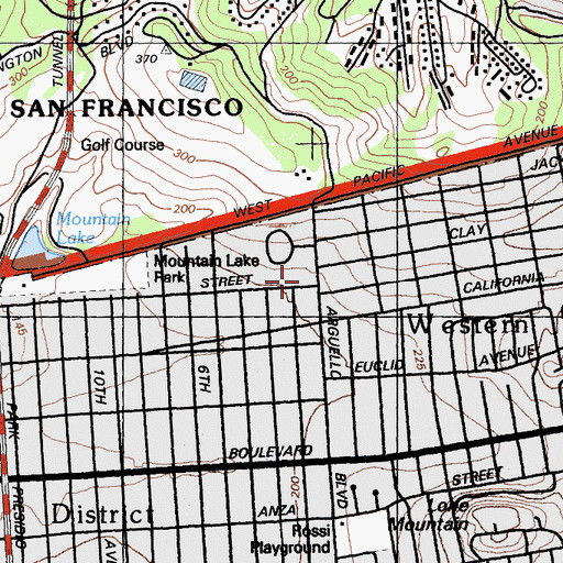 Topographic Map of Temple Emanu-el, CA