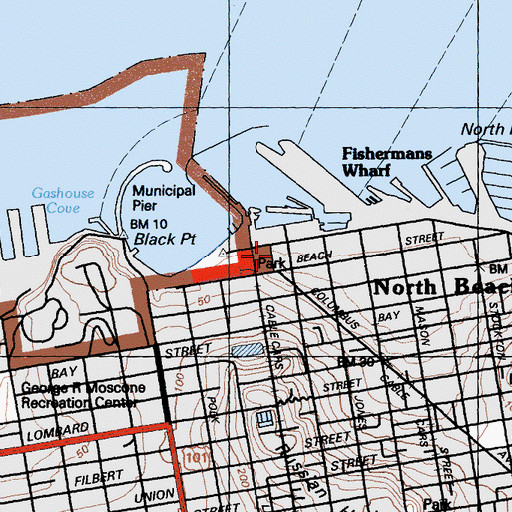Topographic Map of The Cannery Shopping Center, CA