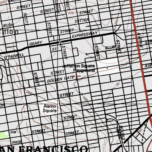 Topographic Map of Thomas Paine Square, CA