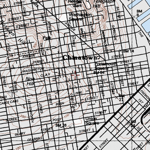 Topographic Map of Tin How Temple, CA