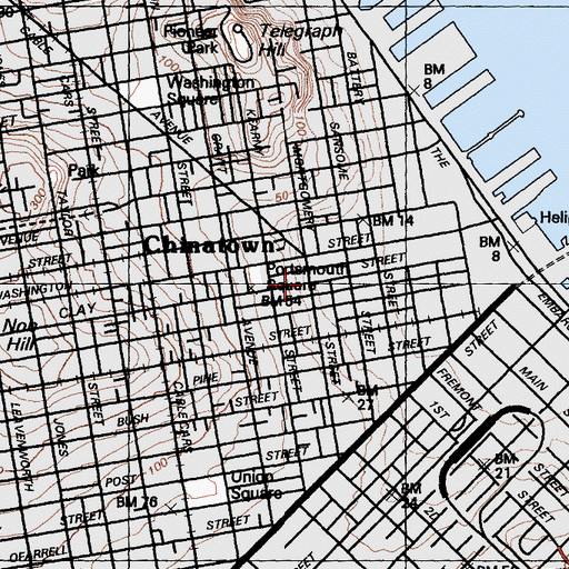 Topographic Map of Transamerica Pyramid, CA