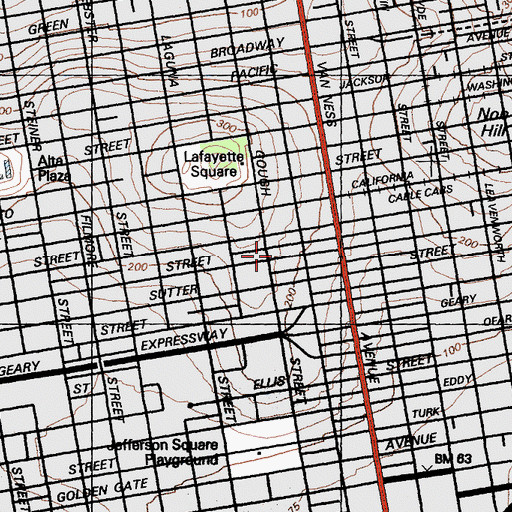 Topographic Map of Trinity Episcopal Church, CA
