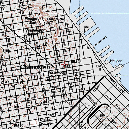Topographic Map of United States Customs House, CA