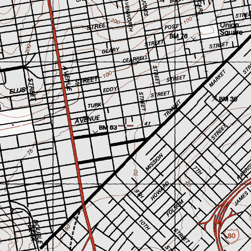 Topographic Map of William Taylor Methodist Church, CA