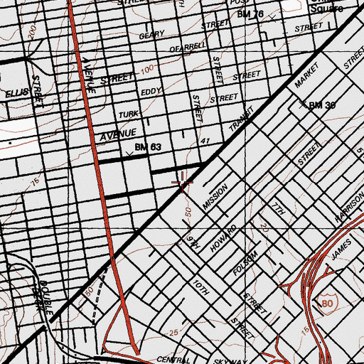 Topographic Map of Yerba Buena Cemetery (historical), CA
