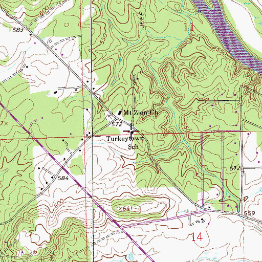 Topographic Map of Turkeytown Elementary School, AL