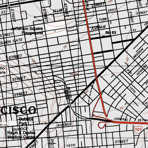 Topographic Map of Advent of Christ the King Church, CA