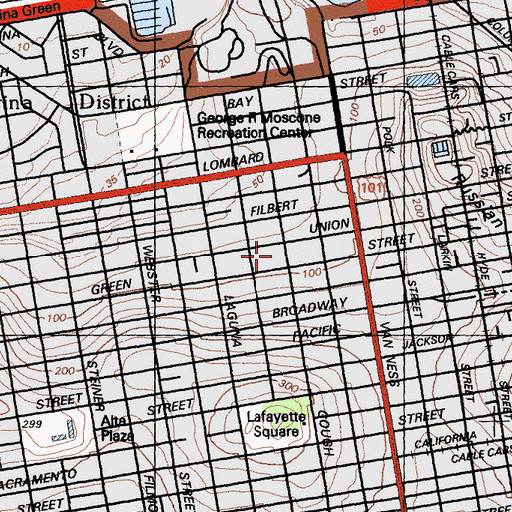 Topographic Map of Allyne Park, CA