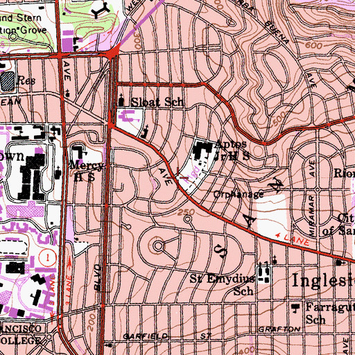 Topographic Map of Aptos Playground, CA