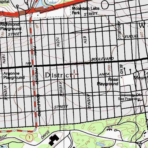 Topographic Map of Arguello Park, CA