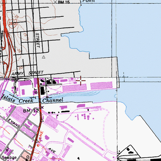 Topographic Map of Army Street Terminal, CA