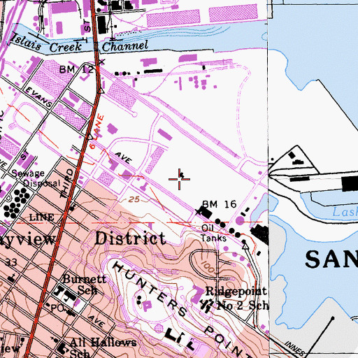 Topographic Map of Basin Industrial Park, CA