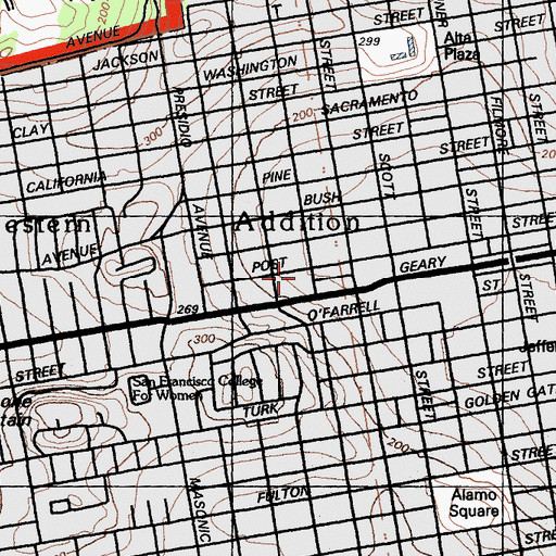 Topographic Map of Broderick Convalescent Hospital, CA