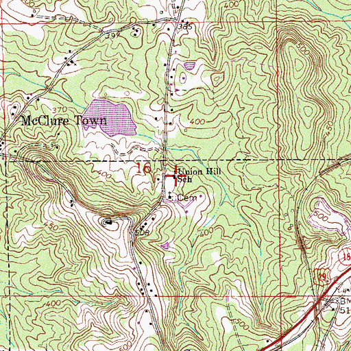 Topographic Map of Union Hill Junior High School, AL