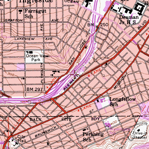 Topographic Map of Cayuga Playground, CA