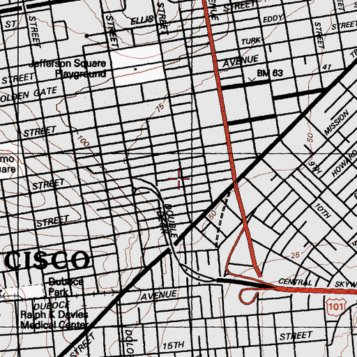 Topographic Map of Chinese American International School, CA