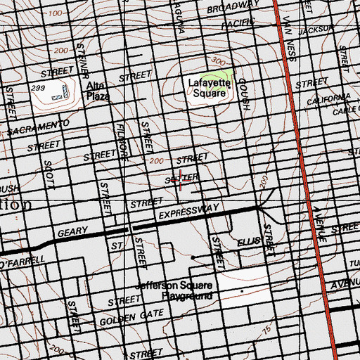 Topographic Map of Christ United Presbyterian Church, CA