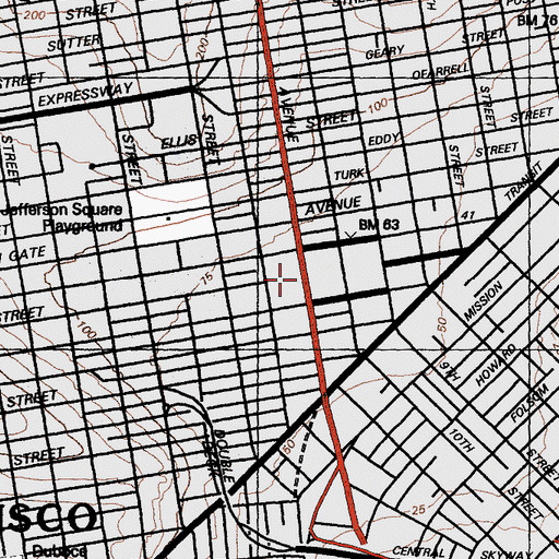 Topographic Map of Civic Center, CA