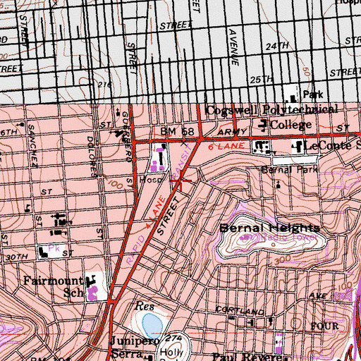 Topographic Map of Coso Square, CA