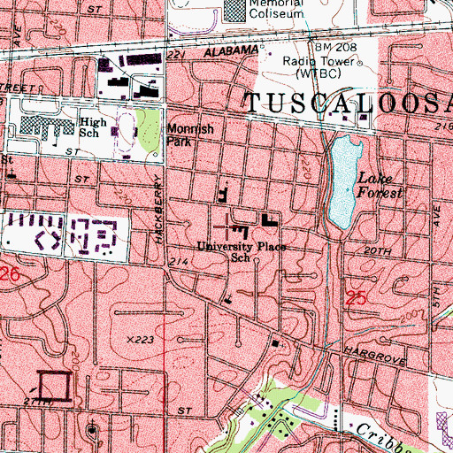 Topographic Map of University Place Elementary School, AL
