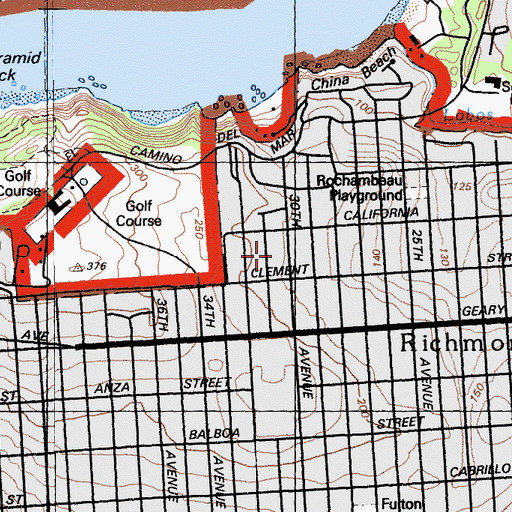 Topographic Map of DuPont Tennis Courts, CA
