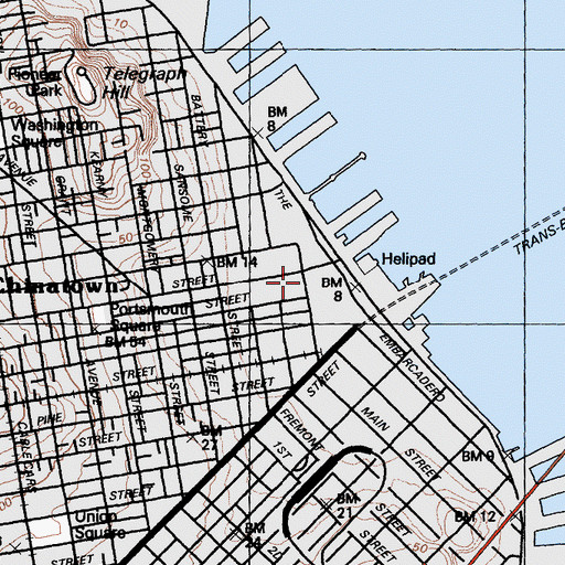 Topographic Map of Embarcadero Plaza, CA