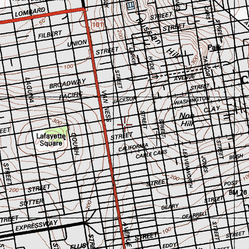 Topographic Map of First Saint Johns United Methodist Church, CA