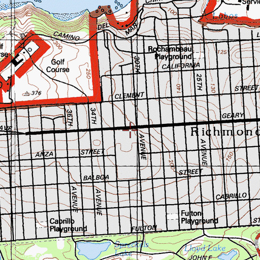 Topographic Map of First United Lutheran Church, CA