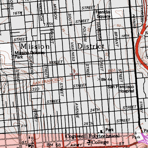 Topographic Map of Folsom Playground, CA