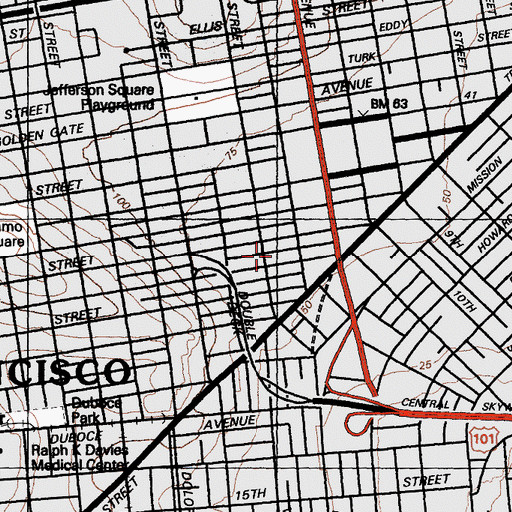 Topographic Map of French American International School, CA