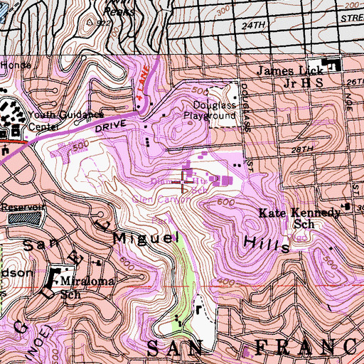 Topographic Map of George Christopher Playground, CA