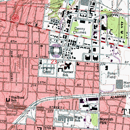 Topographic Map of Verner Elementary School (historical), AL