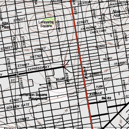 Topographic Map of Hamilton Square Baptist Church, CA