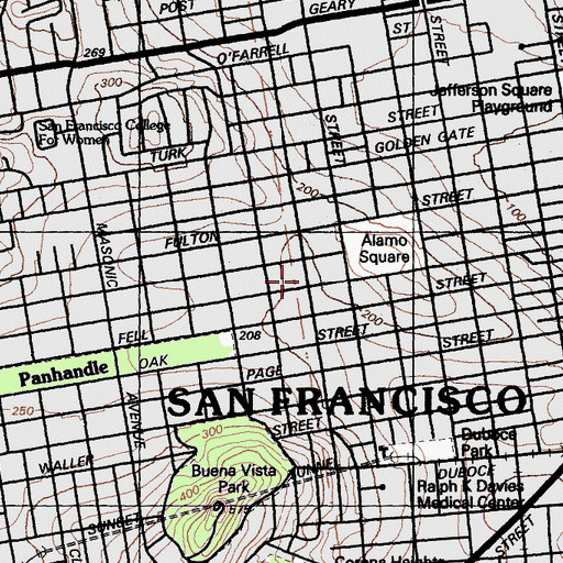 Topographic Map of Hayes Convalescent Hospital, CA