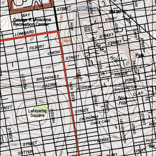Topographic Map of Helen Wills Playground, CA