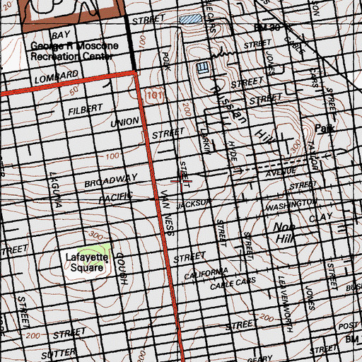 Topographic Map of Helen Wills Playground, CA