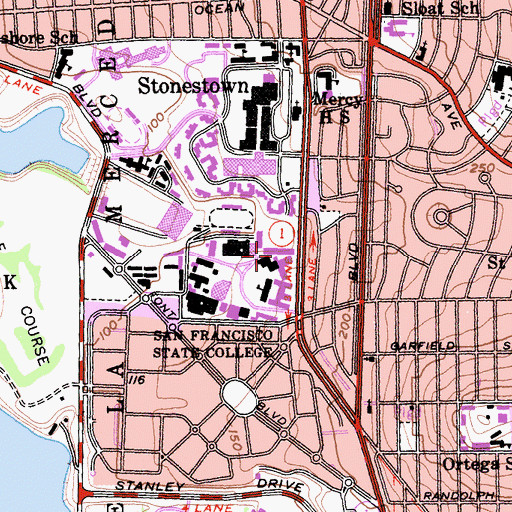 Topographic Map of Hensill Hall, CA