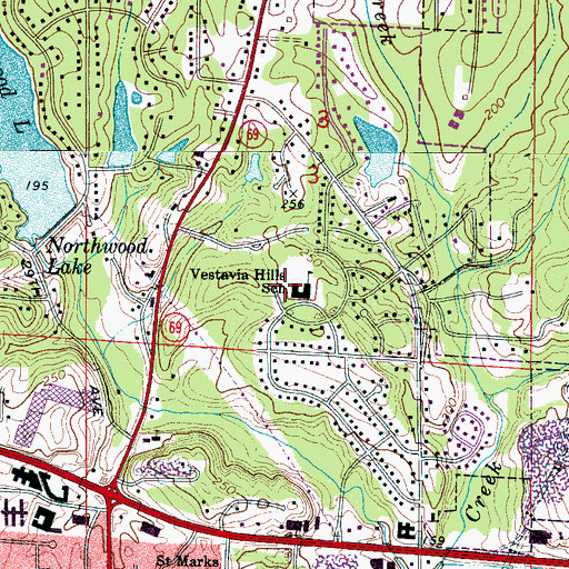 Topographic Map of Vestavia Elementary School, AL