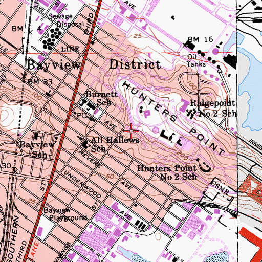 Topographic Map of Hilltop Park, CA
